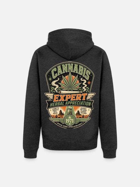 CANNABIS EXPERT - Unisex Premium Bio Zip Hoodie - Anthrazit meliert