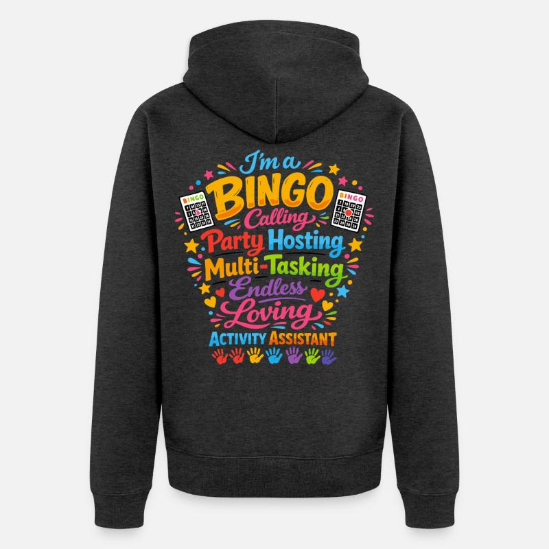 Assistant d'Animation Bingo Activités Cadeau - Veste à capuche bio Premium Unisexe - anthracite chiné