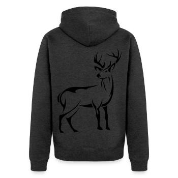 Schöner Hirsch - Unisex Premium Bio Zip Hoodie - Anthrazit meliert - Hinten - Nico (187cm)