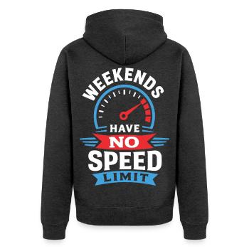 Wochenende ohne Tempolimit - Unisex Premium Bio Zip Hoodie - Anthrazit meliert - Hinten - Nico (187cm)