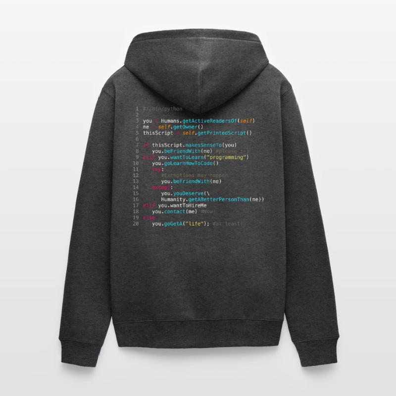 Être amis avec les programmeurs (en Python) Veste à capuche bio Premium Unisexe