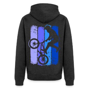 Bmx Retro | Bmx Bike Rider Blue | Bmx Bike - Unisex Premium Organic Zip Hoodie - heather anthracite - Back - Nico (187cm)