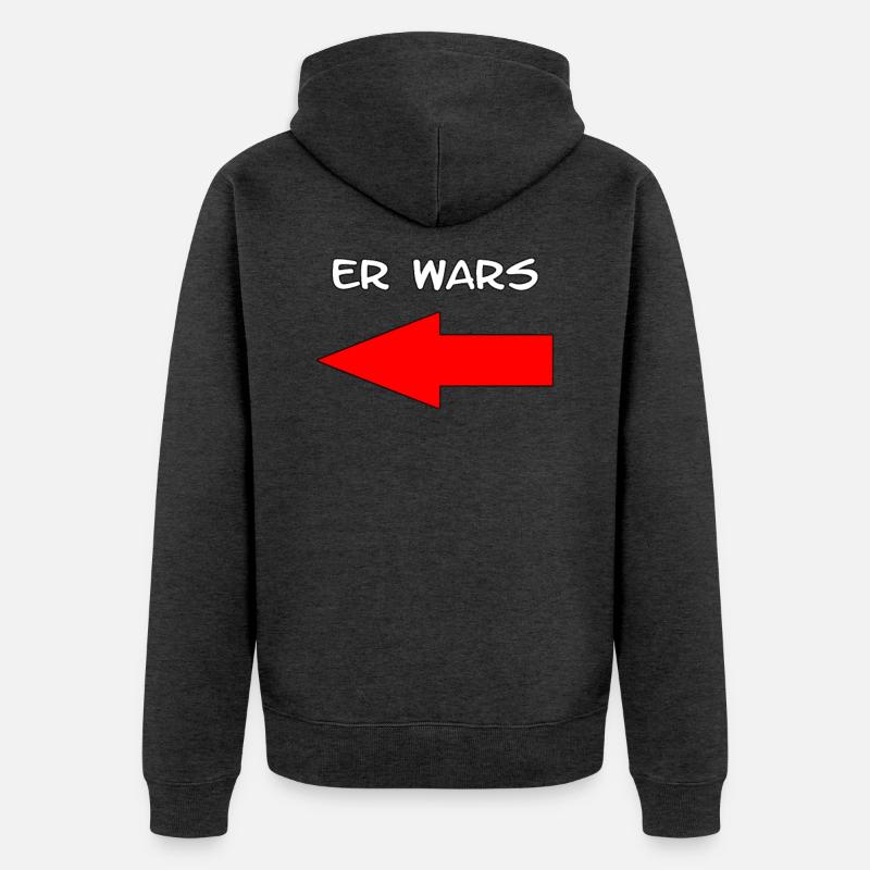 Er Wars Spruch mit Pfeil - Unisex Premium Bio Zip Hoodie - Anthrazit meliert