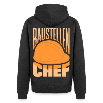 Baustellen Chef Bauleiter Handwerker Hausbau - Unisex Premium Bio Zip Hoodie - Anthrazit meliert - Hinten - Nico (187cm)