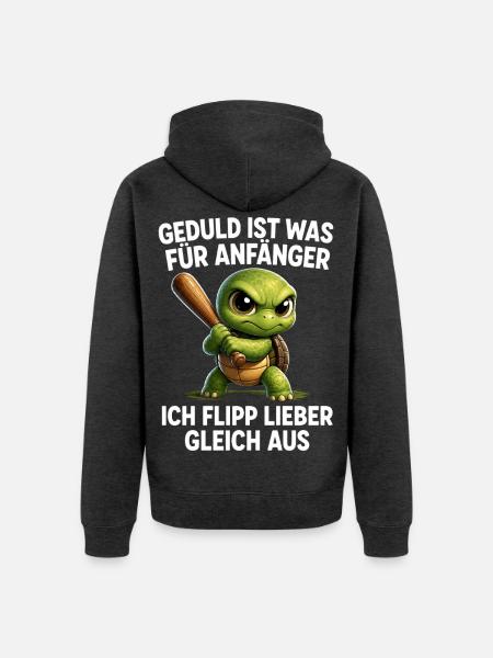 Aggressiv Schildkröte mit Baseballschläger - Unisex Premium Bio Zip Hoodie - Anthrazit meliert