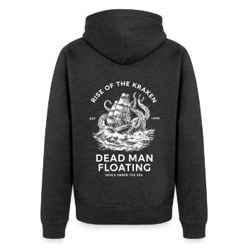 Dead man floating - Unisex Premium Bio Zip Hoodie - Anthrazit meliert - Hinten - Nico (187cm)