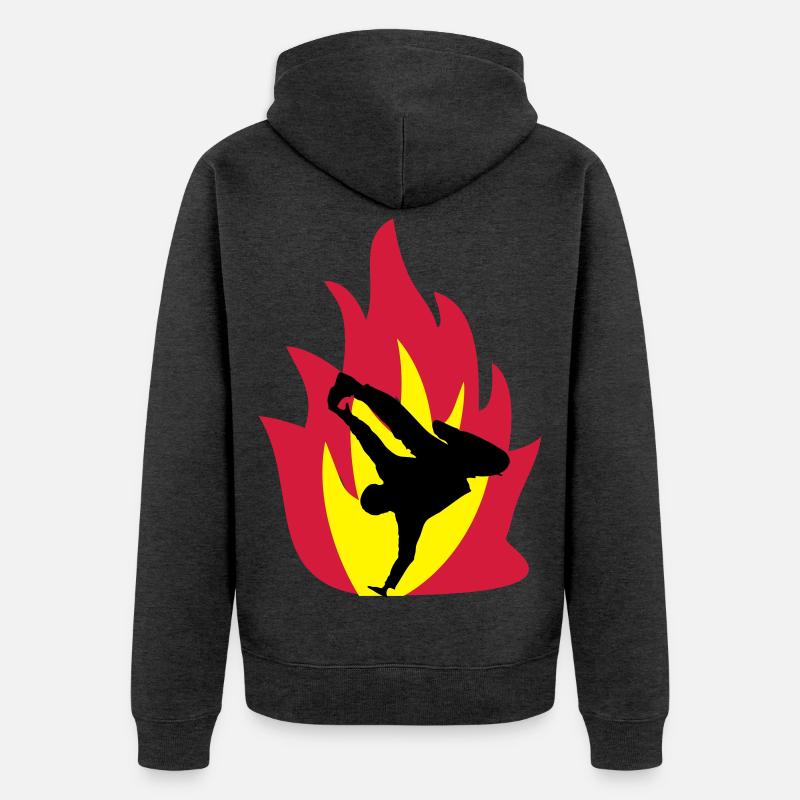 Breakdancer dans le feu - Veste à capuche bio Premium Unisexe - anthracite chiné