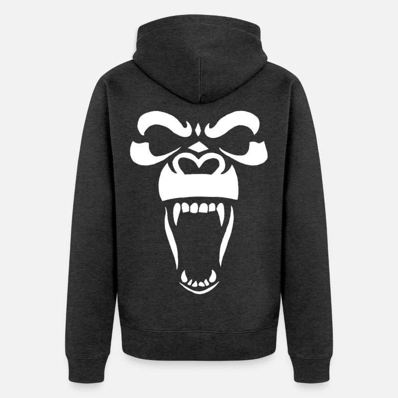 Gorille blanc - Veste à capuche bio Premium Unisexe - anthracite chiné