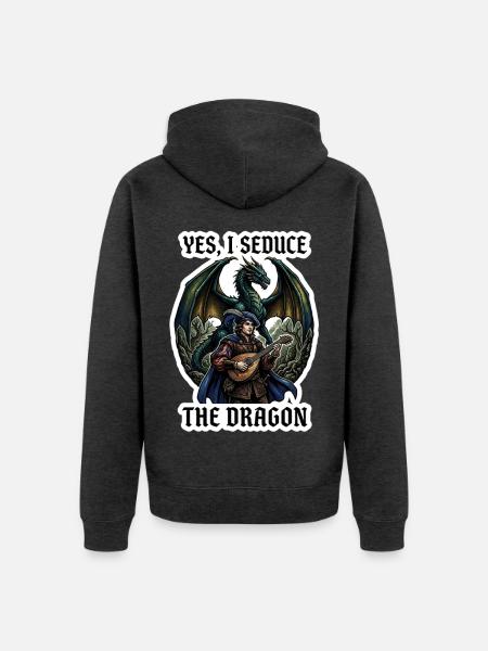 Ja, ich verführe den Drachen-Barden-Rollenspielkunst - Unisex Premium Bio Zip Hoodie - Anthrazit meliert
