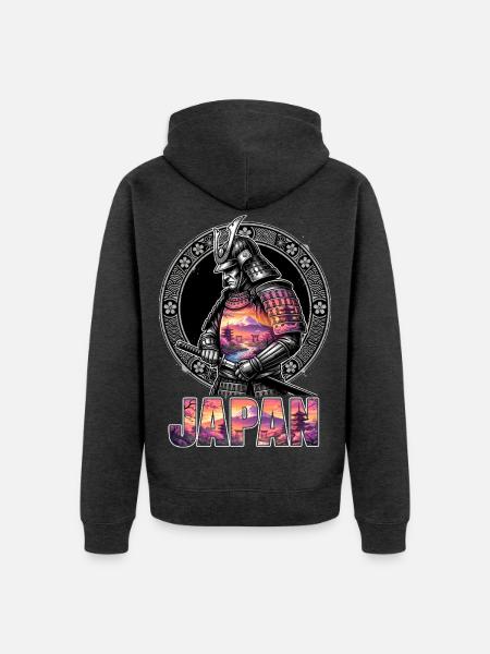 Japan Samurai Shogun Fuji - Unisex Premium Bio Zip Hoodie - Anthrazit meliert
