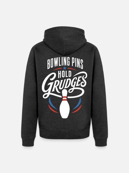 Bowling Pins Hold Grudges - Unisex Premium Bio Zip Hoodie - Anthrazit meliert