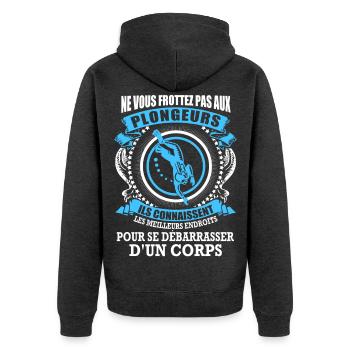 Plongeurs et corps - Veste à capuche bio Premium Unisexe - anthracite chiné - Dos - Nico (187cm)
