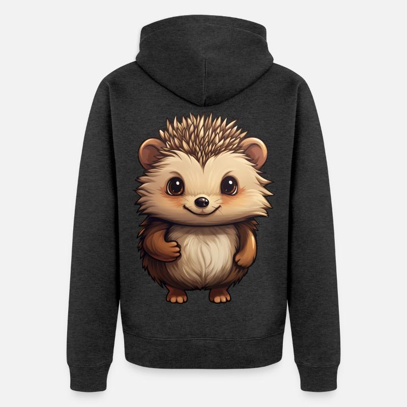 hérisson mignon - Design doux - joyeux - Veste à capuche bio Premium Unisexe - anthracite chiné