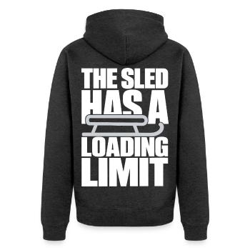 The Sled Has a Loading Limit – Schlitten - Unisex Premium Bio Zip Hoodie - Anthrazit meliert - Hinten - Nico (187cm)