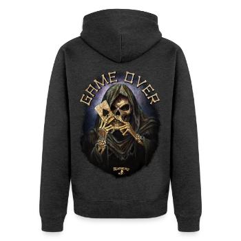 Alchemy England Reaper's Ace Faucheuse - Veste à capuche bio Premium Unisexe - anthracite chiné - Dos - Nico (187cm)
