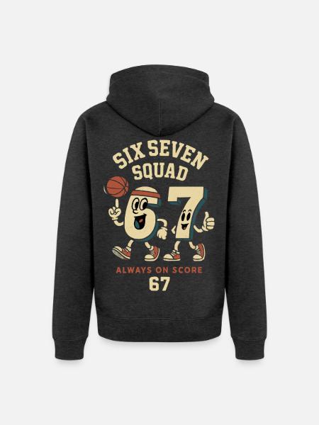 6 7 Sechs Sieben Meme Aura Points Kids Basketball - Unisex Premium Bio Zip Hoodie - Anthrazit meliert