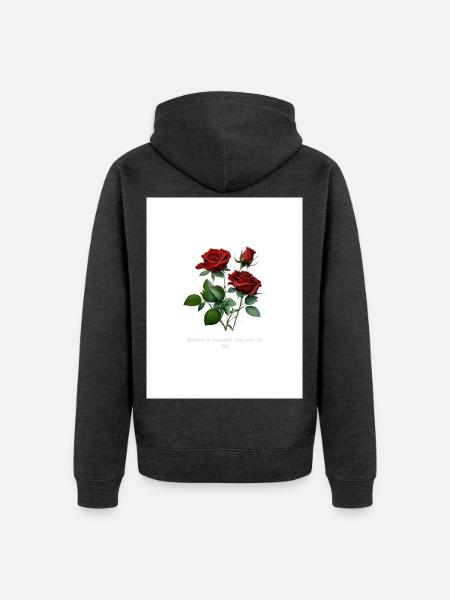 Rosenmotiv Erweckt das Leben... - Unisex Premium Bio Zip Hoodie - Anthrazit meliert