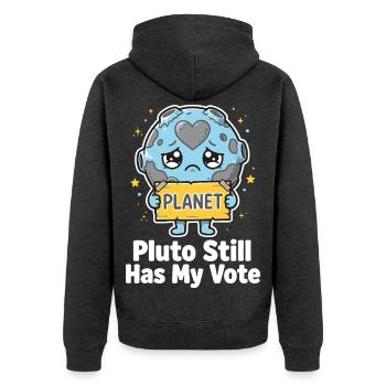 Pluto a toujours mon vote - Veste à capuche bio Premium Unisexe - anthracite chiné - Dos - Nico (187cm)