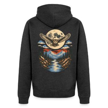 Night owl - Unisex Premium Organic Zip Hoodie - heather anthracite - Back - Nico (187cm)