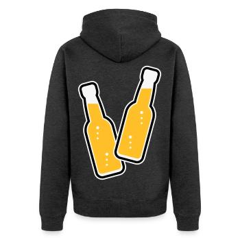 2 Flaschen Stoßen An (Limonade Softdrink / POS 3C) - Unisex Premium Bio Zip Hoodie - Anthrazit meliert - Hinten - Nico (187cm)