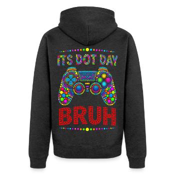 Its Dot Day Bruh Gaming  - Unisex Premium Bio Zip Hoodie - Anthrazit meliert - Hinten - Nico (187cm)
