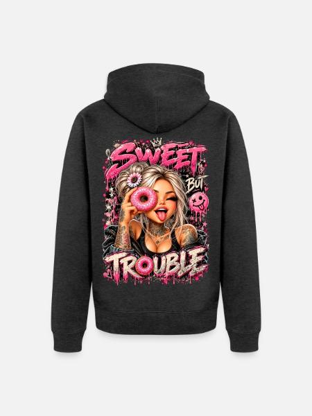 Sweet Trouble Donut Glam - Unisex Premium Bio Zip Hoodie - Anthrazit meliert