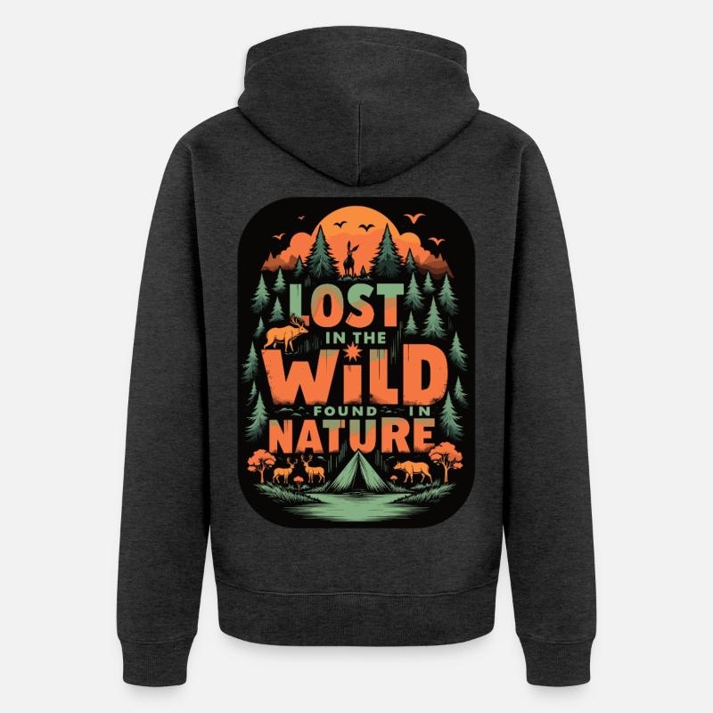 Camping dans la nature sauvage - Veste à capuche bio Premium Unisexe - anthracite chiné