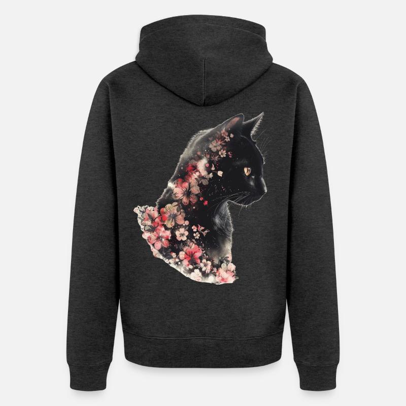 Fleurs de chat - Veste à capuche bio Premium Unisexe - anthracite chiné