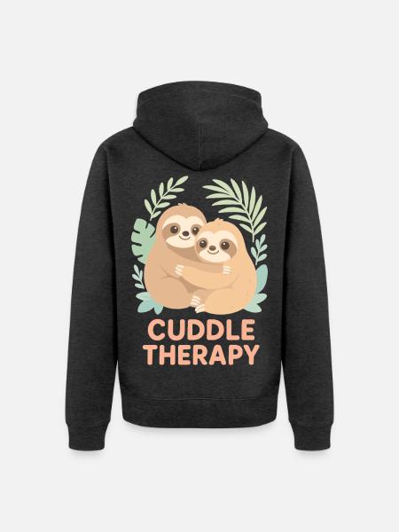 Cuddle Therapy: Süße Faultiere im Dschungel - Unisex Premium Bio Zip Hoodie - Anthrazit meliert