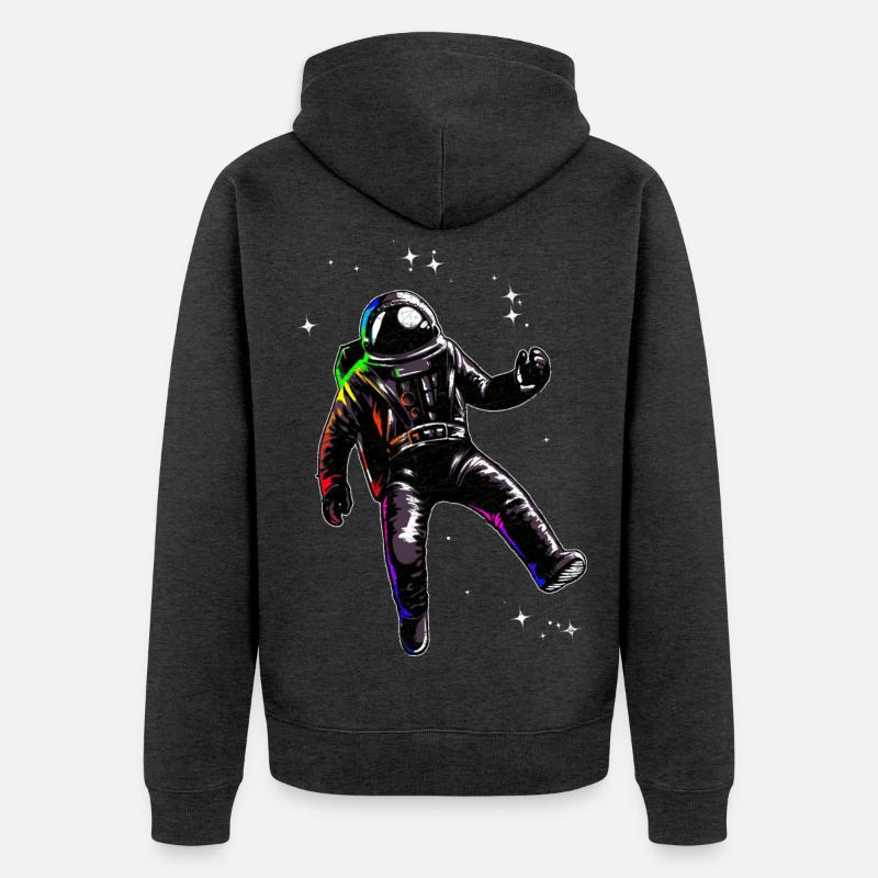 L'astronaute flotte dans l'espace - Veste à capuche bio Premium Unisexe - anthracite chiné