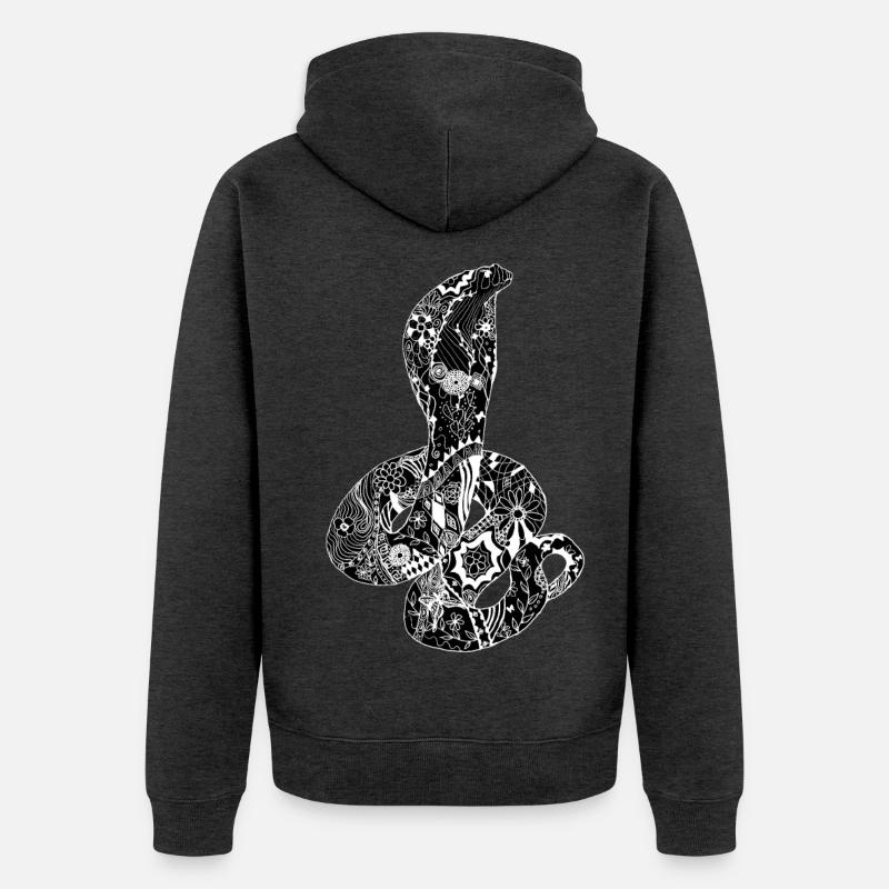 Patchwork Cobra - Unisex Premium Organic Zip Hoodie - heather anthracite