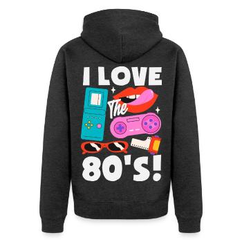 Retro Back to the 80s Vintage Design - Unisex Premium Organic Zip Hoodie - heather anthracite - Back - Nico (187cm)