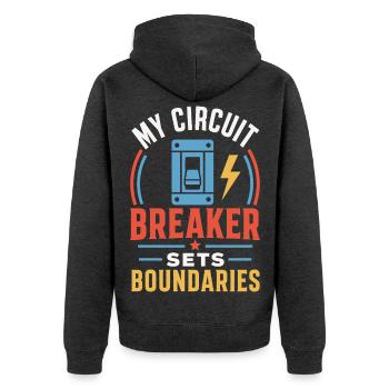 Elektriker – My Circuit Breaker Sets Boundaries - Unisex Premium Bio Zip Hoodie - Anthrazit meliert - Hinten - Nico (187cm)