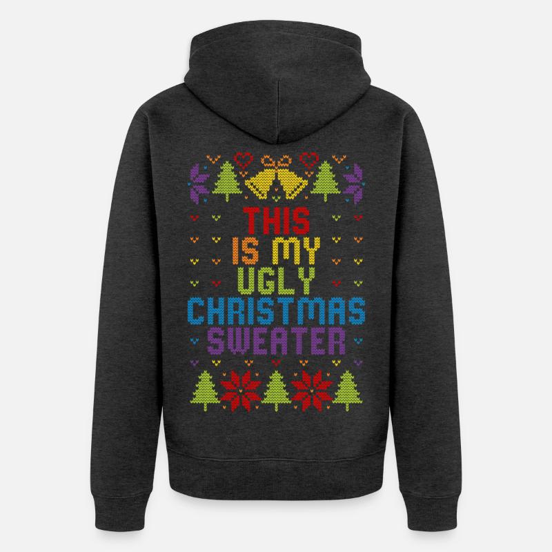 Pull-en-ciel moche de Noël - Veste à capuche bio Premium Unisexe - anthracite chiné