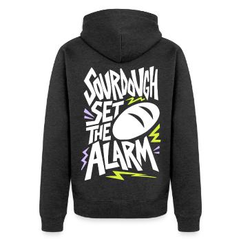 Sauerteig – Sourdough Set the Alarm - Unisex Premium Bio Zip Hoodie - Anthrazit meliert - Hinten - Nico (187cm)