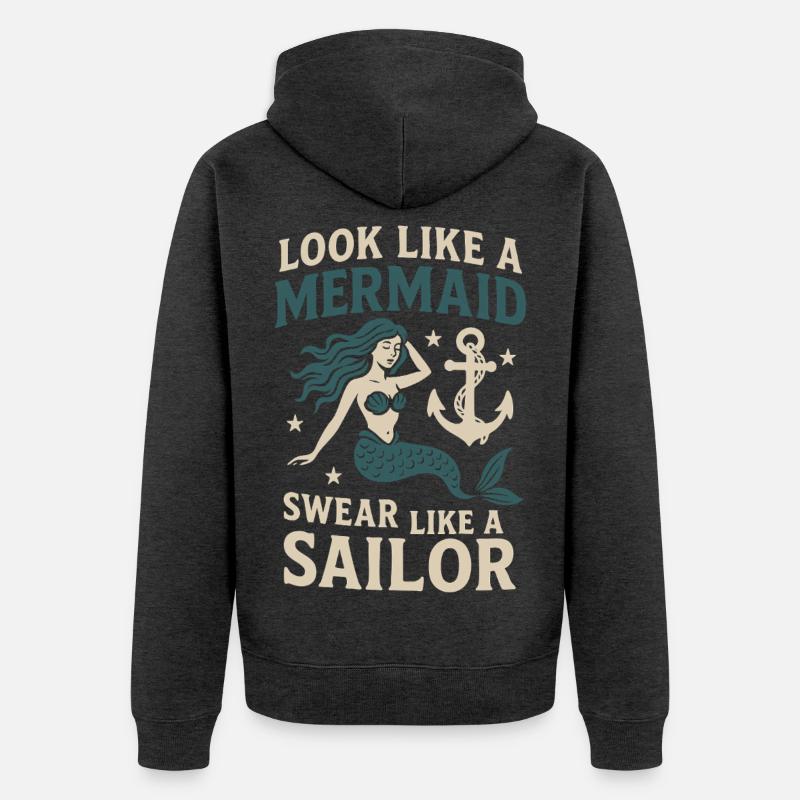 Regard de sirène, paroles de marin - Veste à capuche bio Premium Unisexe - anthracite chiné
