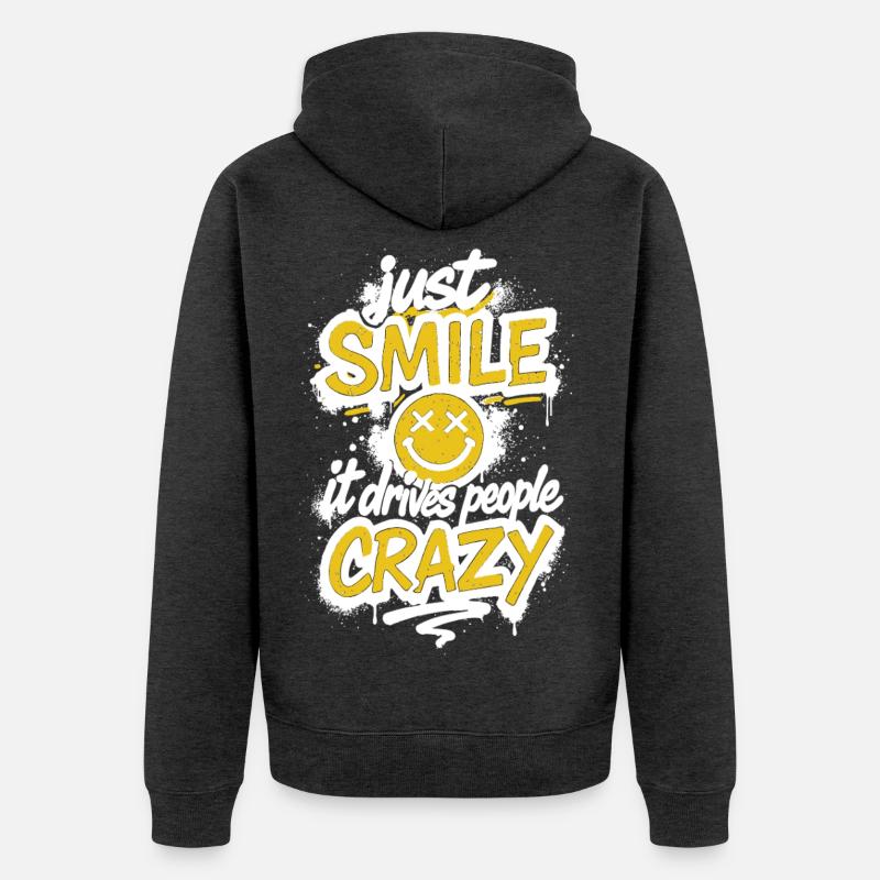 Souris juste – Dic de graffiti fou - Veste à capuche bio Premium Unisexe - anthracite chiné