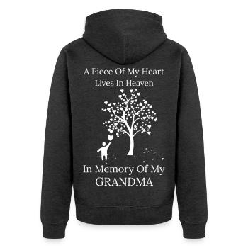 Zum Gedenken an Großmutter - Unisex Premium Bio Zip Hoodie - Anthrazit meliert - Hinten - Nico (187cm)