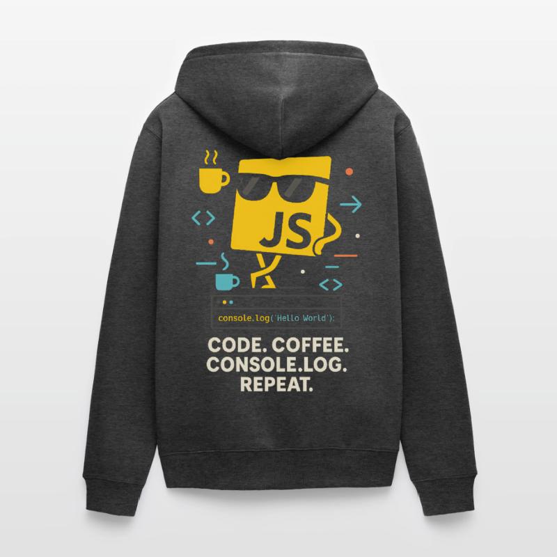 Code Coffee Console.log Repeat JavaScript Program Unisex Premium Organic Zip Hoodie