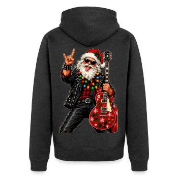 Santa Rock Weihnachtsgitarre - Unisex Premium Bio Zip Hoodie - Anthrazit meliert - Hinten - Nico (187cm)