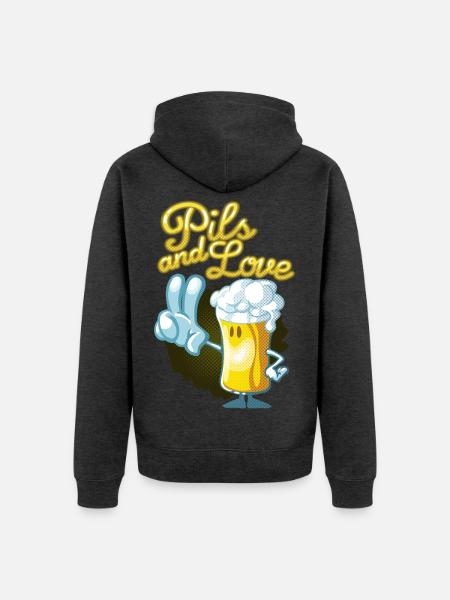 Pils and love toon - Unisex Premium Bio Zip Hoodie - Anthrazit meliert