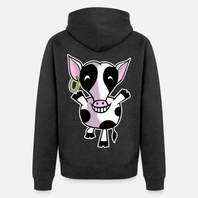 Vache heureuse - Veste à capuche bio Premium Unisexe - anthracite chiné
