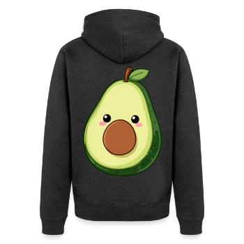 Lustige Kawaii Avocado Geschenk Veganer Vegetarier - Unisex Premium Bio Zip Hoodie - Anthrazit meliert - Hinten - Nico (187cm)