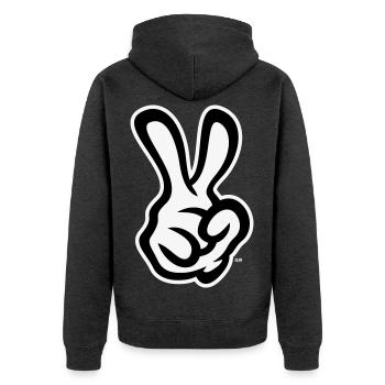 Victory Hand Signals (Right Hand / NEG / 2C) - Unisex Premium Organic Zip Hoodie - heather anthracite - Back - Nico (187cm)