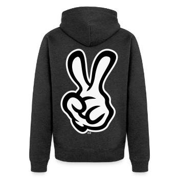 Victory Hand Signals (Left Hand / NEG / 2C) - Unisex Premium Organic Zip Hoodie - heather anthracite - Back - Nico (187cm)