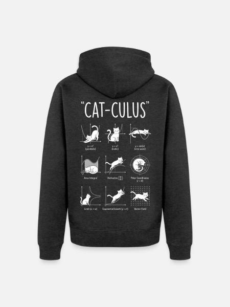 Cat-Culus : Le Guide Drôle Chat Mathématique - Unisex Premium Bio Zip Hoodie - Anthrazit meliert