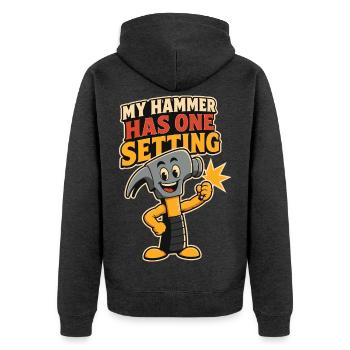 My Hammer Has One Setting – Hammer - Unisex Premium Bio Zip Hoodie - Anthrazit meliert - Hinten - Nico (187cm)