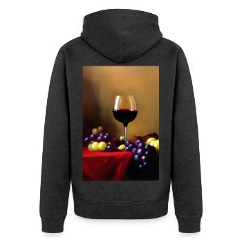 Wein Trinker - Unisex Premium Bio Zip Hoodie - Anthrazit meliert - Hinten - Nico (187cm)
