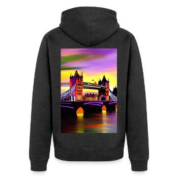 Bridges in London - Unisex Premium Organic Zip Hoodie - heather anthracite - Back - Nico (187cm)