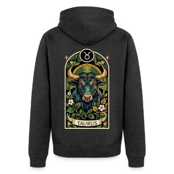 STIER-Tierkreiszeichen - Unisex Premium Bio Zip Hoodie - Anthrazit meliert - Hinten - Nico (187cm)